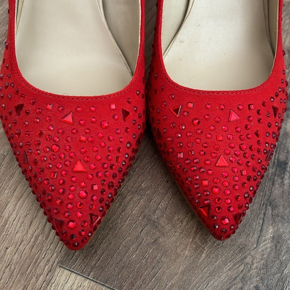 Marc Fisher Red Sexy Studded Valentine’s Day Date Night Heels - Picture 3 of 7